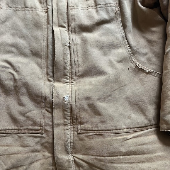 VTG Carhartt Mens Heavy Khaki Canvas Barn Coat Mens XL USA Made Distressed - Picture 4 of 16